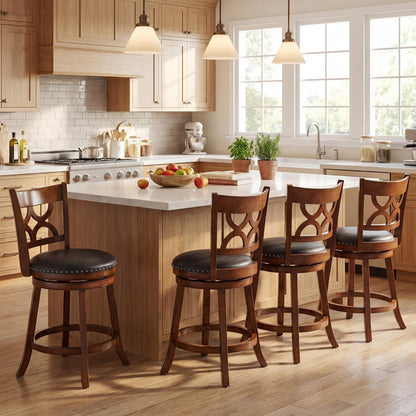 Goflame Swivel Bar Stools Set of 2/4 with Upholstered Seat