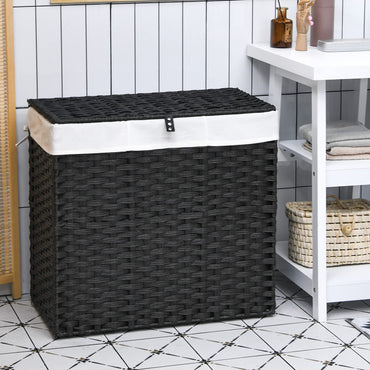 Goflame Laundry Hamper w/Wheels, 3 Section Hamper 125L w/2 Removable Liner Bags