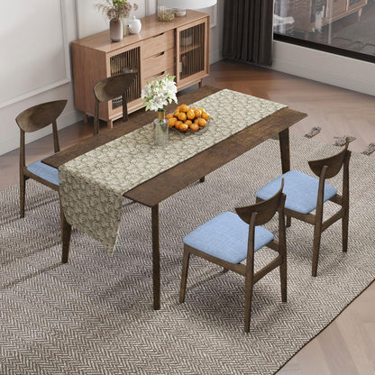 Goflame Wooden Dining Chairs Set of 2/4 Linen Fabric Upholstered Kitchen Chairs