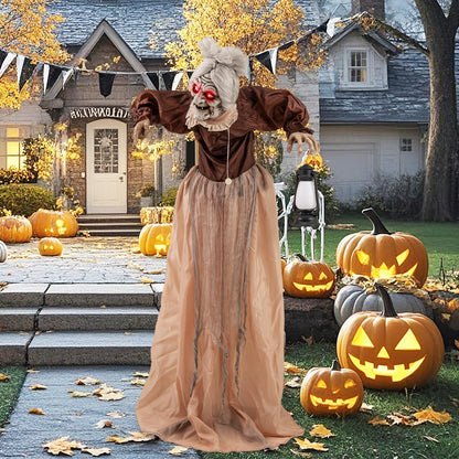 Goflame Halloween Animatronic, Talking Zombie Maid in Lantern