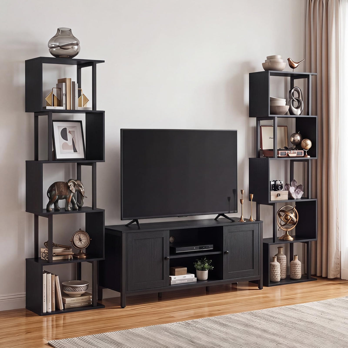 Goflame 5-Tier S-Shaped Wood Bookcase w/Metal Frame (1/2)