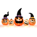 8 FT Long Halloween Inflatable Pumpkin Patch Family, 5 PCS Halloween Blow up Pumpkins with Built-in LED Lights & Blower