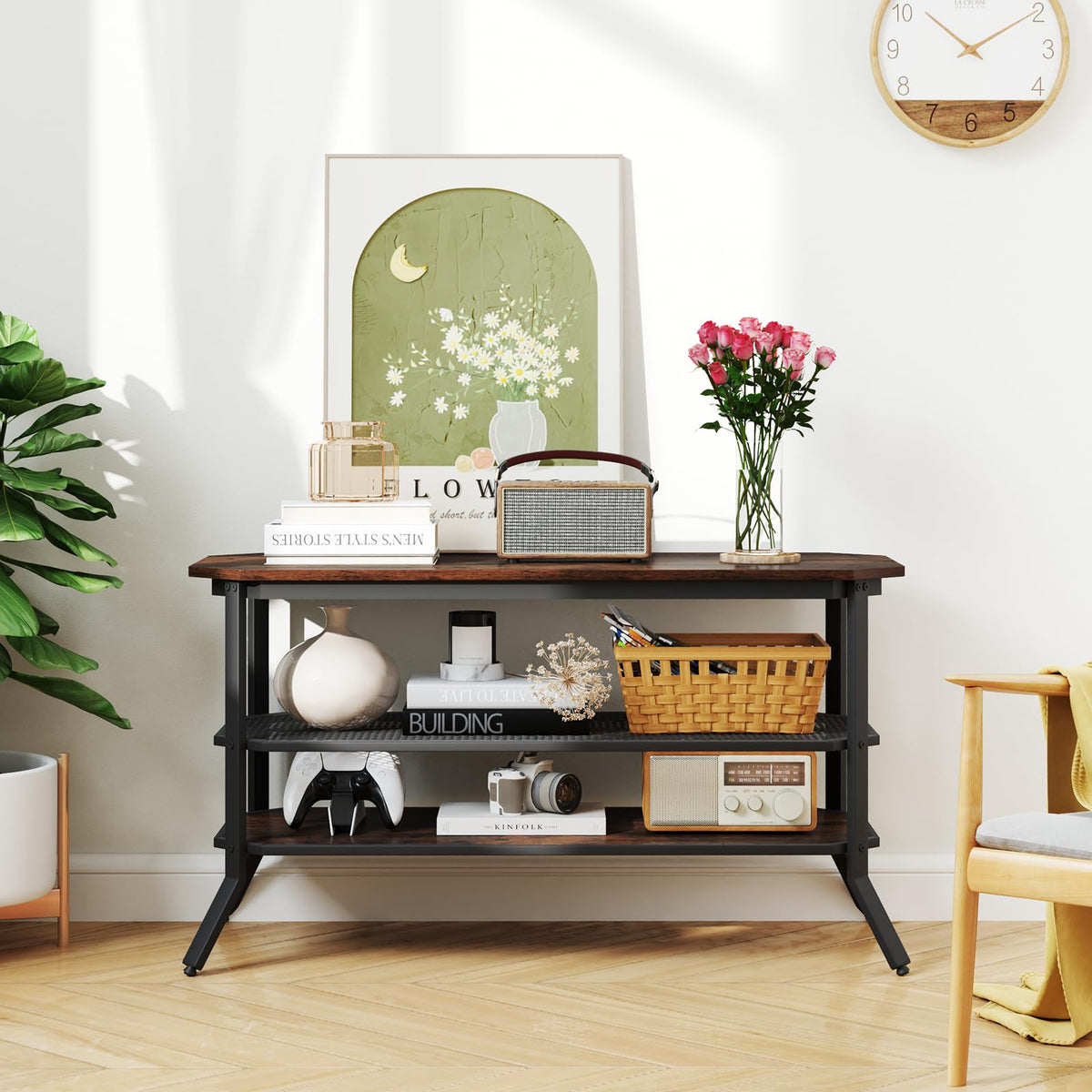 Goflame TV Stand 3 Tier Industrial Entertainment Center