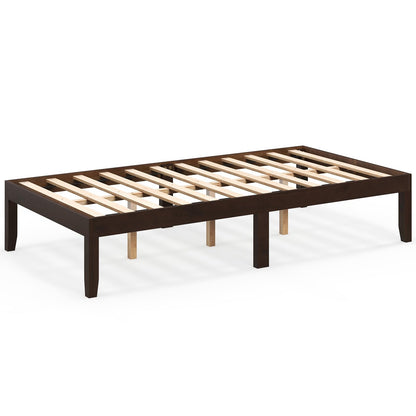 Goflame 14 Inch Twin Wood Platform Bed Frame, Minimalist Twin Bed Frame with Wooden Slats Support & Rubber Wood Legs
