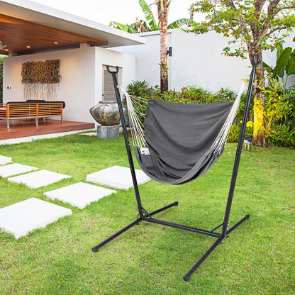 Goflame Hammock Chair with H-Shaped Stand - Heavy Duty Swing Chair with 6-Position Adjustable Height and Side Pocket