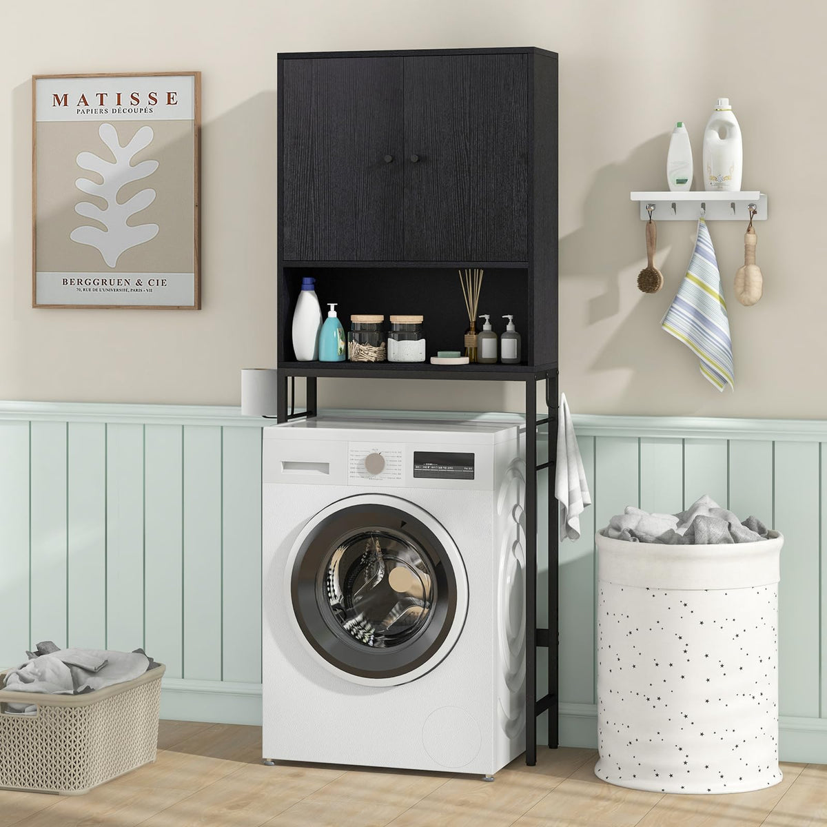 Goflame Over The Toilet Storage Cabinet - Toilet Shelf Rack with Anti-Tip Device