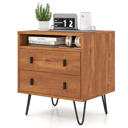 Goflame Night Stand with 2 Drawers for Bedroom Home Office