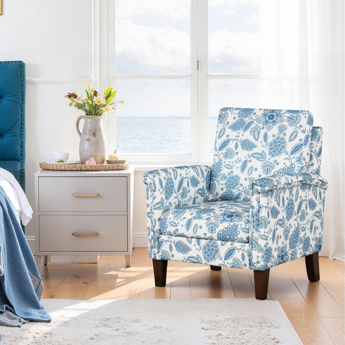 Goflame Upholstered Accent Chair with Floral Pattern