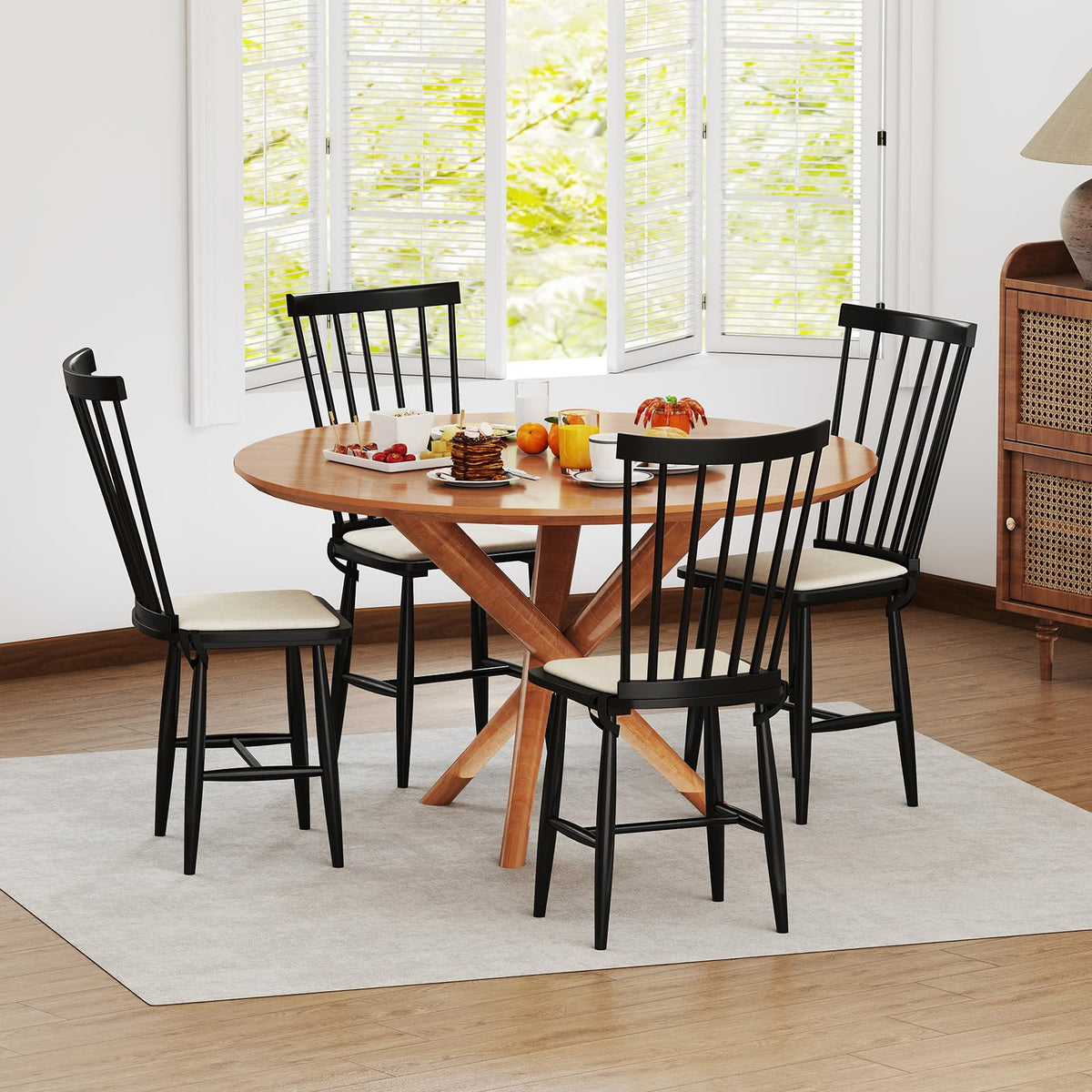 Goflame Windsor Dining Chairs Set of 2/4 Farmhouse Wooden Kitchen Chair