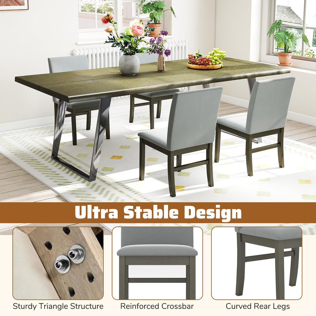 Goflame Upholstered Dining Chairs Set for Restaurant