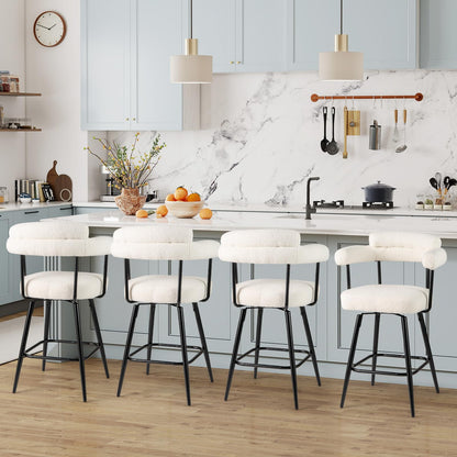 Goflame Swivel Bar Stool Set of 2/4 Counter Height Chairs with Curved Back and Arms