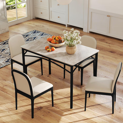 Goflame Dining Table with Large Faux Marble Tabletop