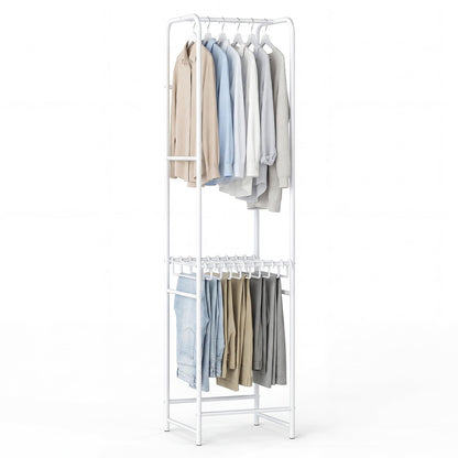 Goflame Heavy-Duty White Garment Rack with 6 Hanging Rods & 10 Pants Hangers
