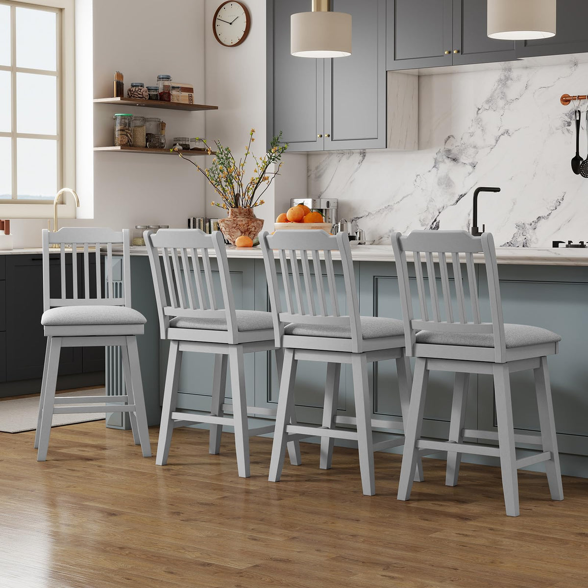 Goflame 25" Modern Bar Stools Set of 2/4 360° Swivel Counter Height Chairs