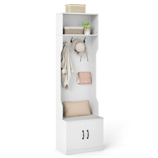 Goflame 3-in-1 Hall Tree with Bench and Shoe Storage 23.5" Tall Coat Rack