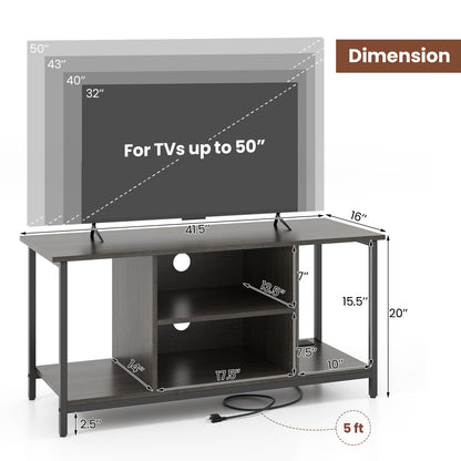 Goflame TV Stand for TV Up to 50” TVs, Entertainment Center with Charging Station, USB & Type C Ports