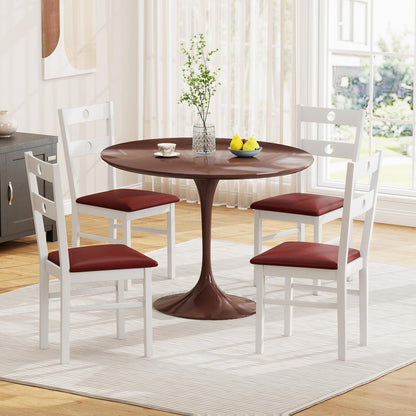 Goflame PU Leather Upholstered Kitchen Chairs w/Hollowed Backrest & Padded Seat