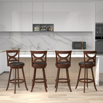 Goflame Bar Stools Set of 2, 30.5" Counter Height Bar Dining Chairs with Back & Footrest, Rubber Wood Frame