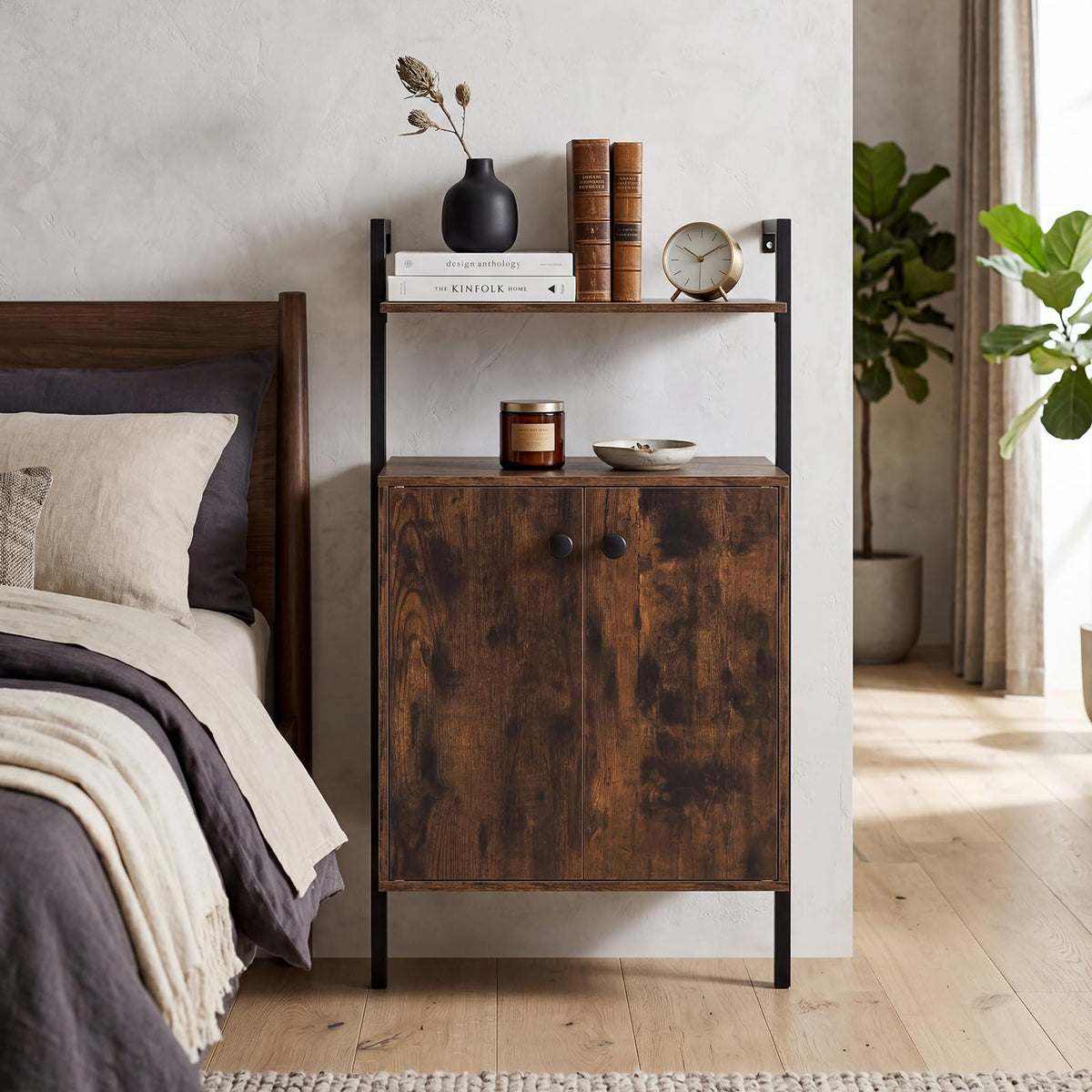 Goflame 38" Tall Bookshelf with Storage Cabinet (1/2)