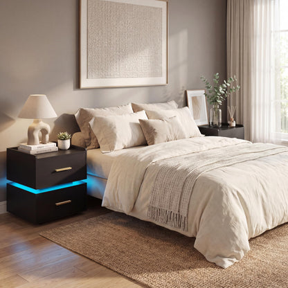 Goflame LED Night Stand with Charging Station & 2 Storage Drawers (1/2)