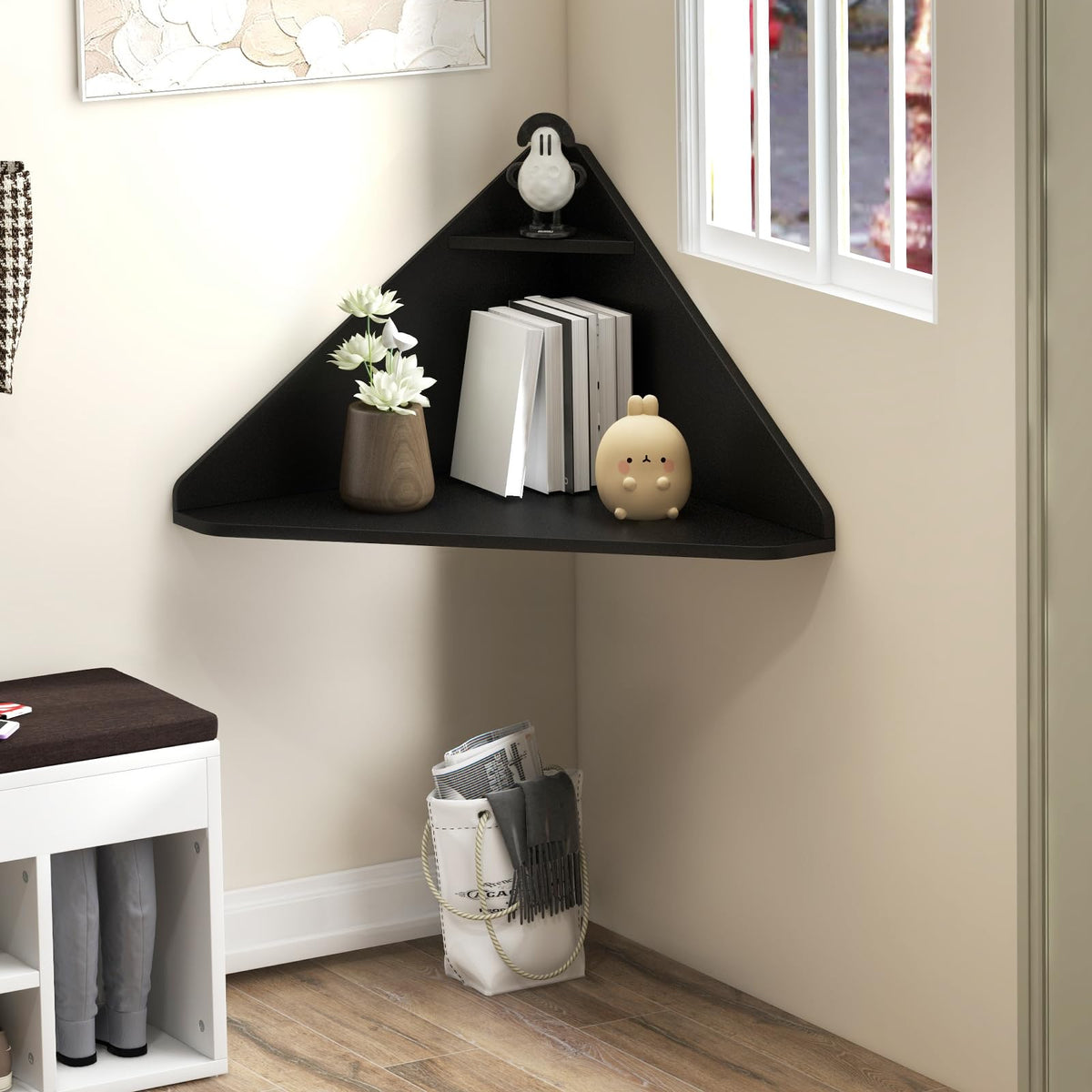 Goflame Wall Mounted Computer Desk with Storage Shelf