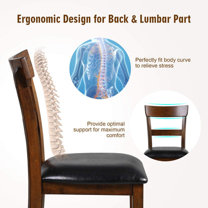 Goflame 25.5-Inch Counter Height Chair with Backrest, Foam-Padded Cushion, Rubber Wood Legs