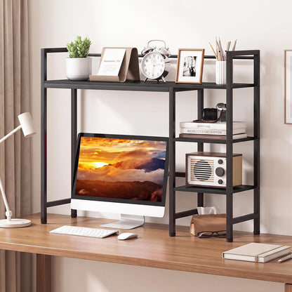 Goflame 4-Tier Desktop Bookshelf | 38.5" Dorm Desk Hutch for 27" Monitor