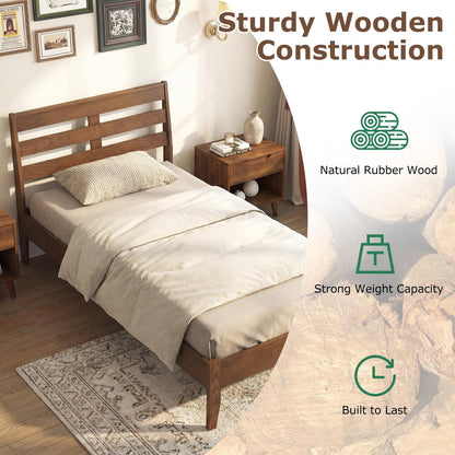 Goflame Twin Size Bed Frame with Slat Headboard