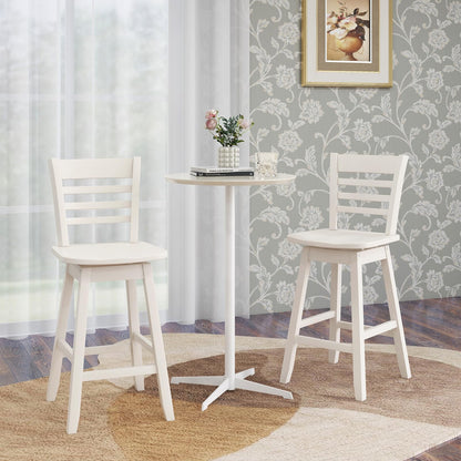 Goflame Wood Bar Stools, Swivel Counter Height Bar Stools with Slatted Hollow Back & Ergonomic Contoured Seat