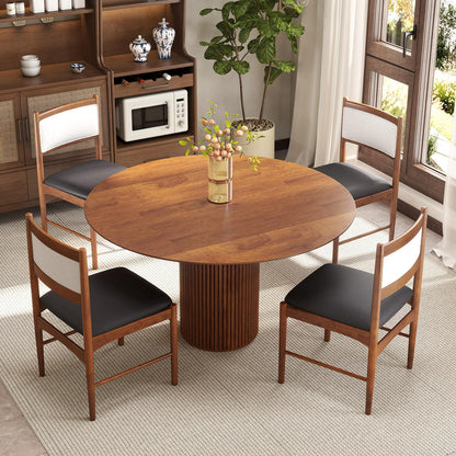 Goflame Wooden Dining Chairs, Upholstered Kitchen Chairs w/Rubber Wood Frame & Faux Leather Padded Seat