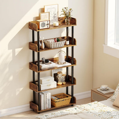 Goflame 5-Tier Bookshelf with Anti-Tipping Kit & Open Storage Organizer for Living Room Bedroom