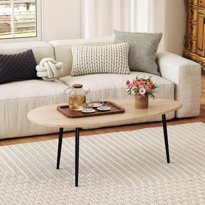 Goflame Oval Mid Century Modern Coffee Table Sturdy Metal Frame and Compact Design