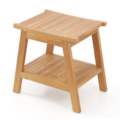 Goflame Teak Shower Bench with Shelf