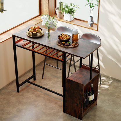 Goflame Rectangular Bar Table with Charging Station and LED Light
