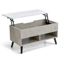 Goflame Lift Top Coffee Table, Modern Cocktail Table w/Hidden Compartment & 2 Open Shelves