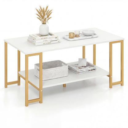 Goflame 2-Tier 39.5" Coffee Table with Storage