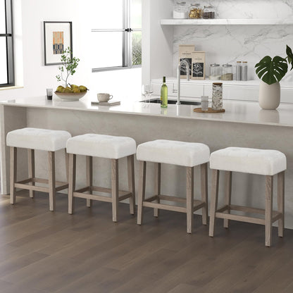 Goflame Sherpa Bar Stools, 24" Counter Height Kitchen Bar Stools with Cushioned Seat