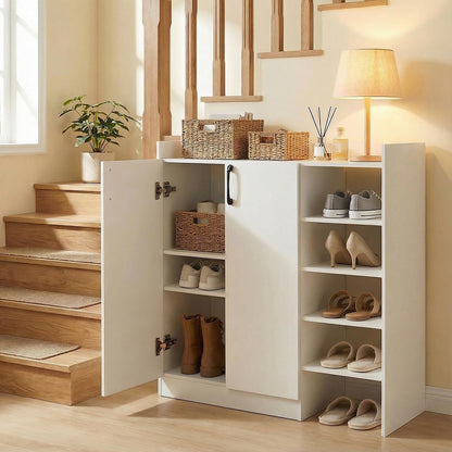 Goflame Wooden Shoe Storage Organizer w/2 Doors for Entryway