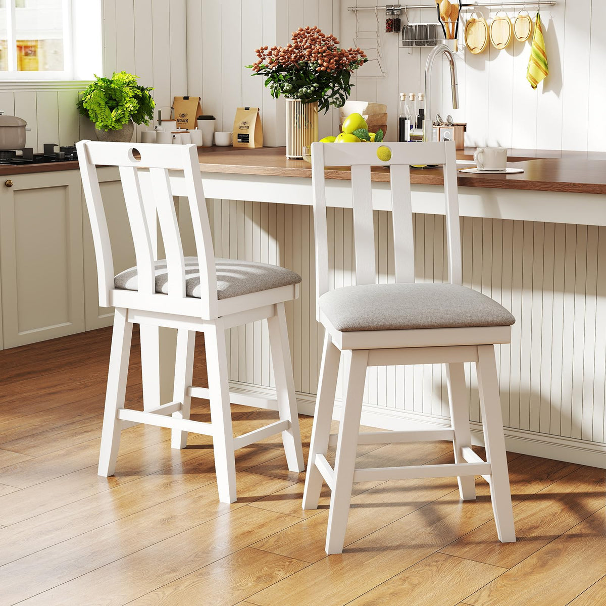 Goflame 25" Bar Stools Set of 2/4 Swivel Counter Height Bar Chairs
