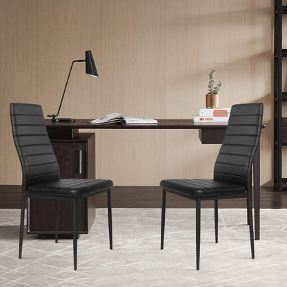 Goflame Set of 4 Dining Chairs, Upholstered Dining Side Chairs with Stain-Proof PVC Leather