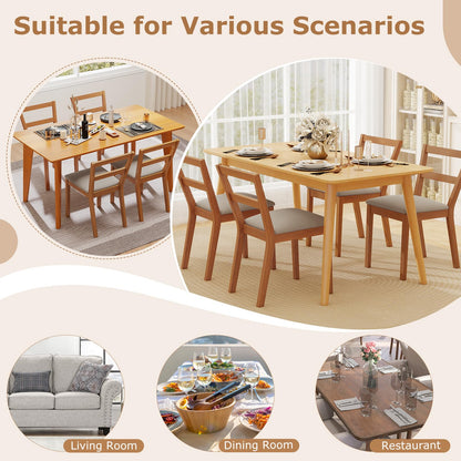 Goflame Wooden Dining Chairs Set of 2/4 Farmhouse Upholstered Kitchen Chairs with Rubber Wood Legs & Fabric Padded Seat
