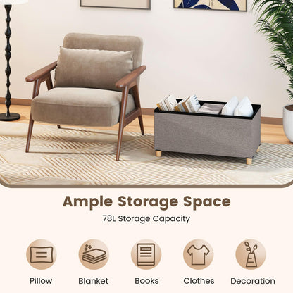 Goflame 30 Inches Storage Ottoman Bench with Tray and Rubber Wood Legs