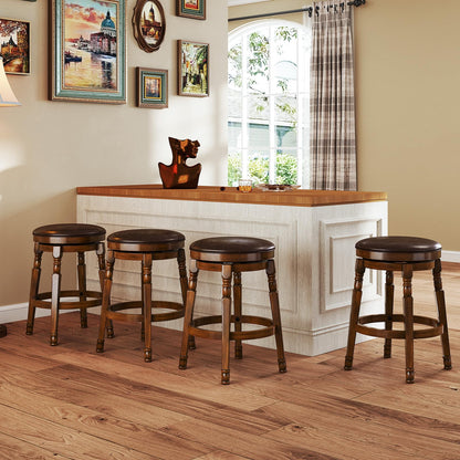 Goflame Swivel Bar Stools Set with Faux Leather Padded Seat