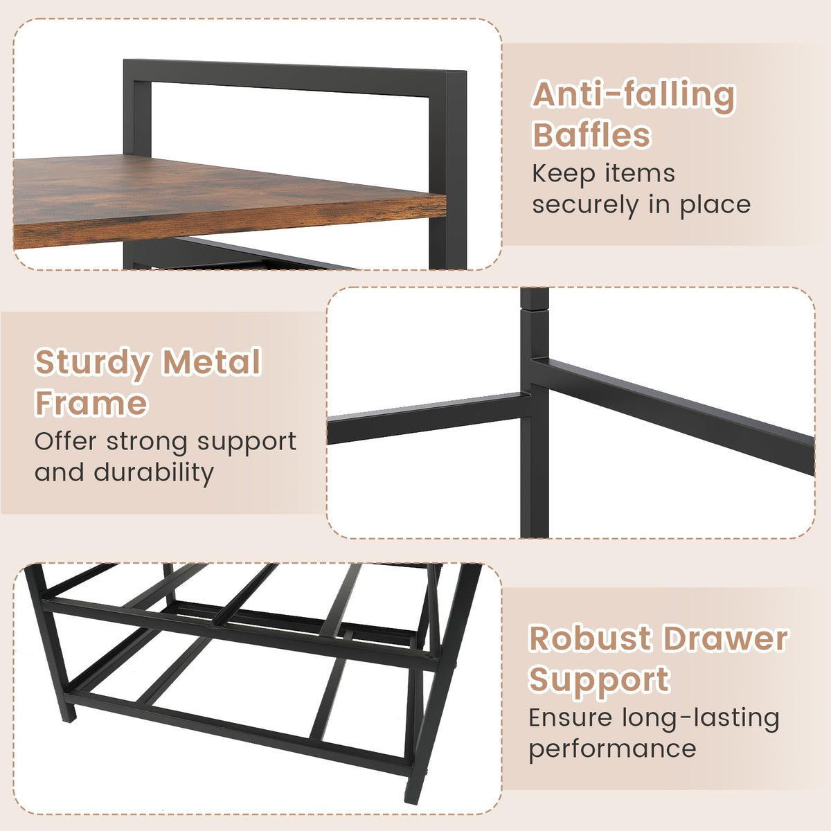 Goflame Clothes Rack with Drawers for Living Room