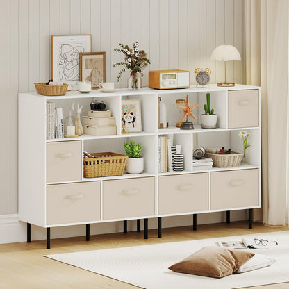 Goflame 6-Cube Bookshelf 3-Tier White Bookcase
