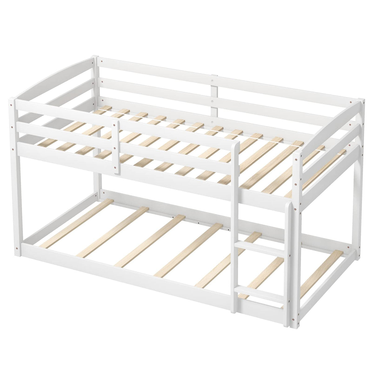Goflame Solid Wood Twin Over Twin Bunk Bed Frame