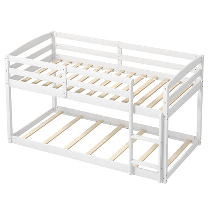Goflame Solid Wood Twin Over Twin Bunk Bed Frame
