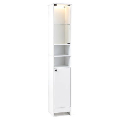 Goflame Tall Narrow Bathroom Cabinet with Lights & Remote Control (1/2)
