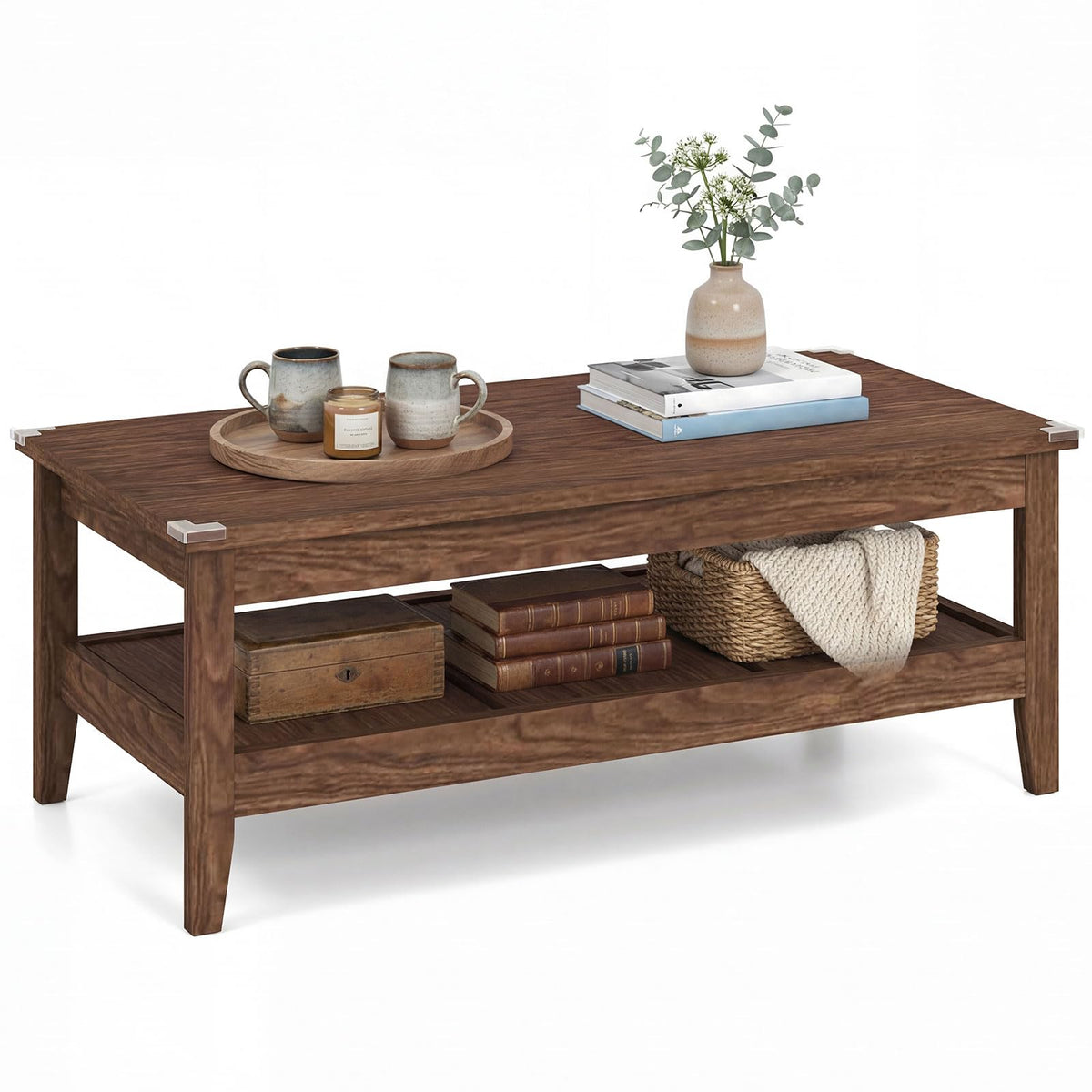 GOFLAME Mid Century Modern Coffee Table for Living Room