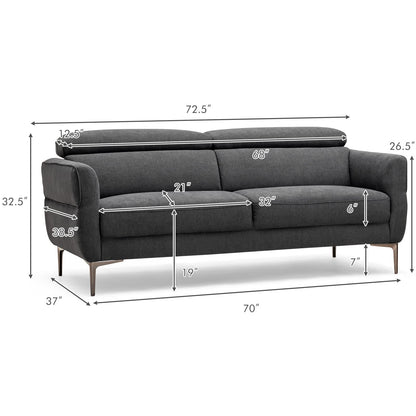 Goflame Couch, Upholstered Loveseat with Lift-up Headrest and Metal Legs
